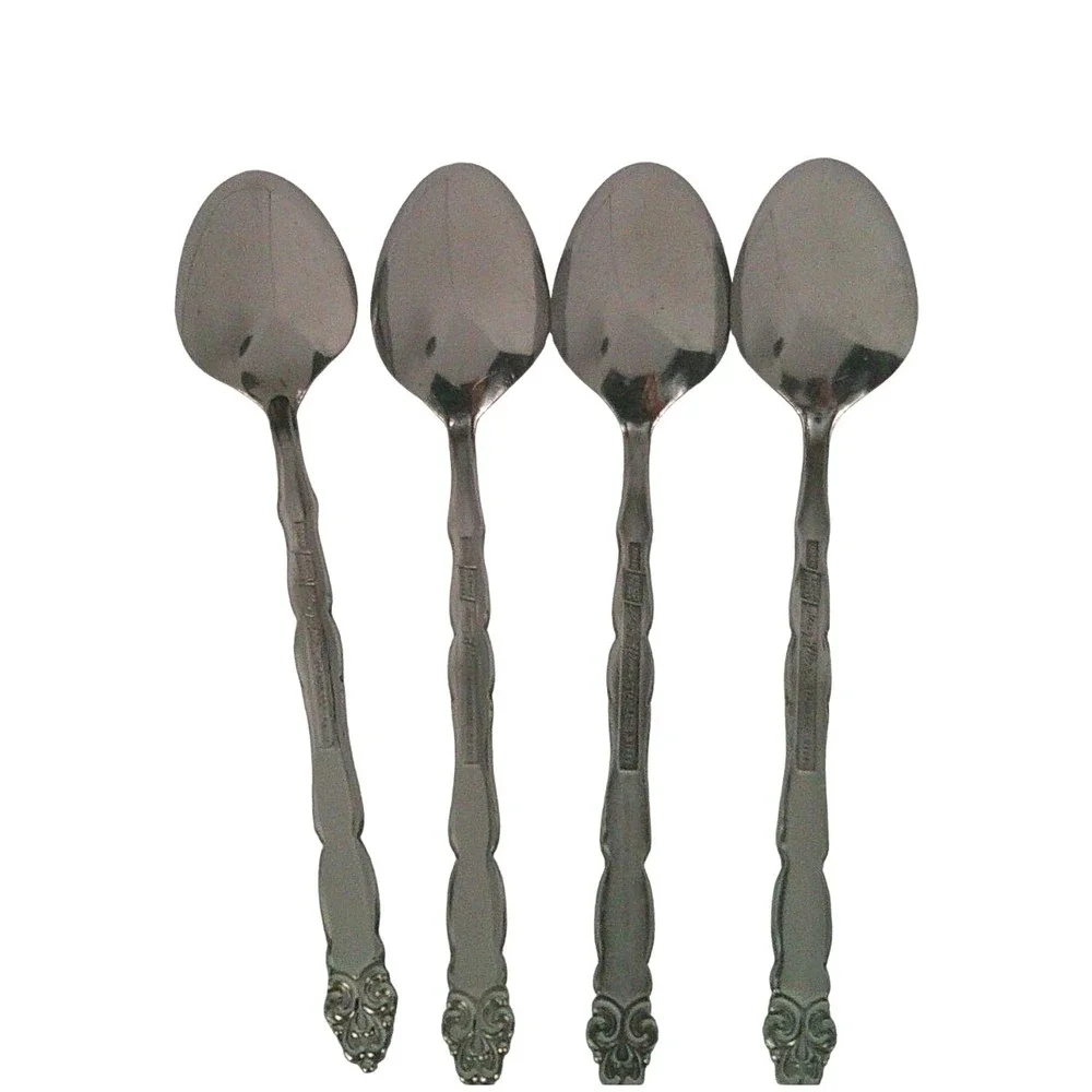 Set 4 EKCO Eterna Mary Ellen Spoons Japan Stainless Steel Vintage Flatware 6.25